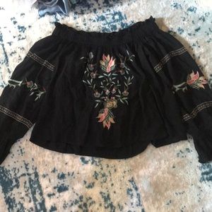 American Eagle off the shoulder embroidered top